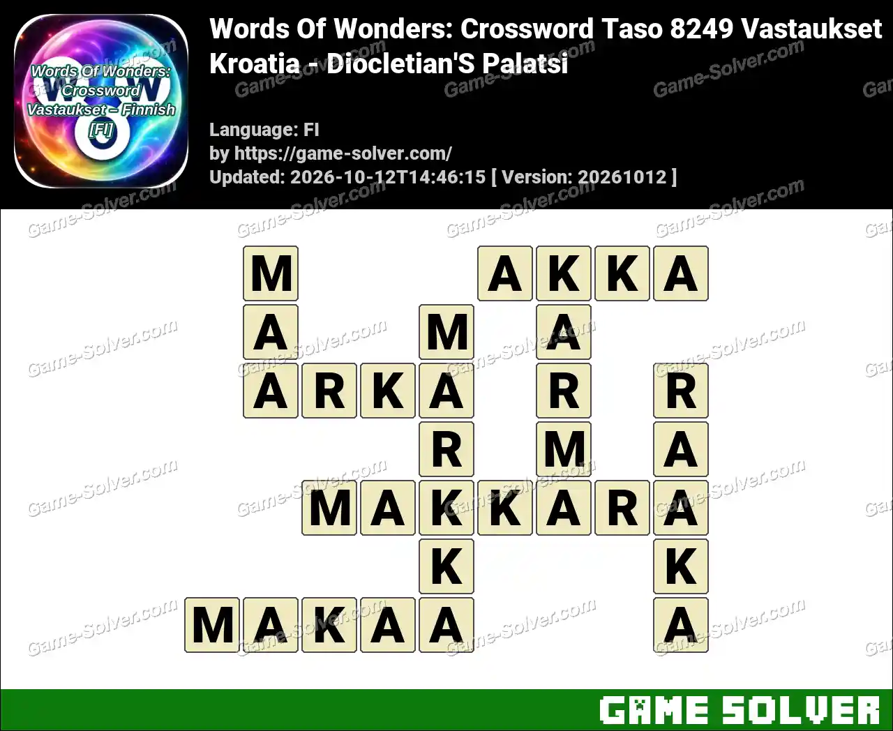 Words Of Wonders: Crossword Taso 8249 Vastaukset – Kroatia – Diocletian’S Palatsi